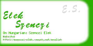 elek szenczi business card